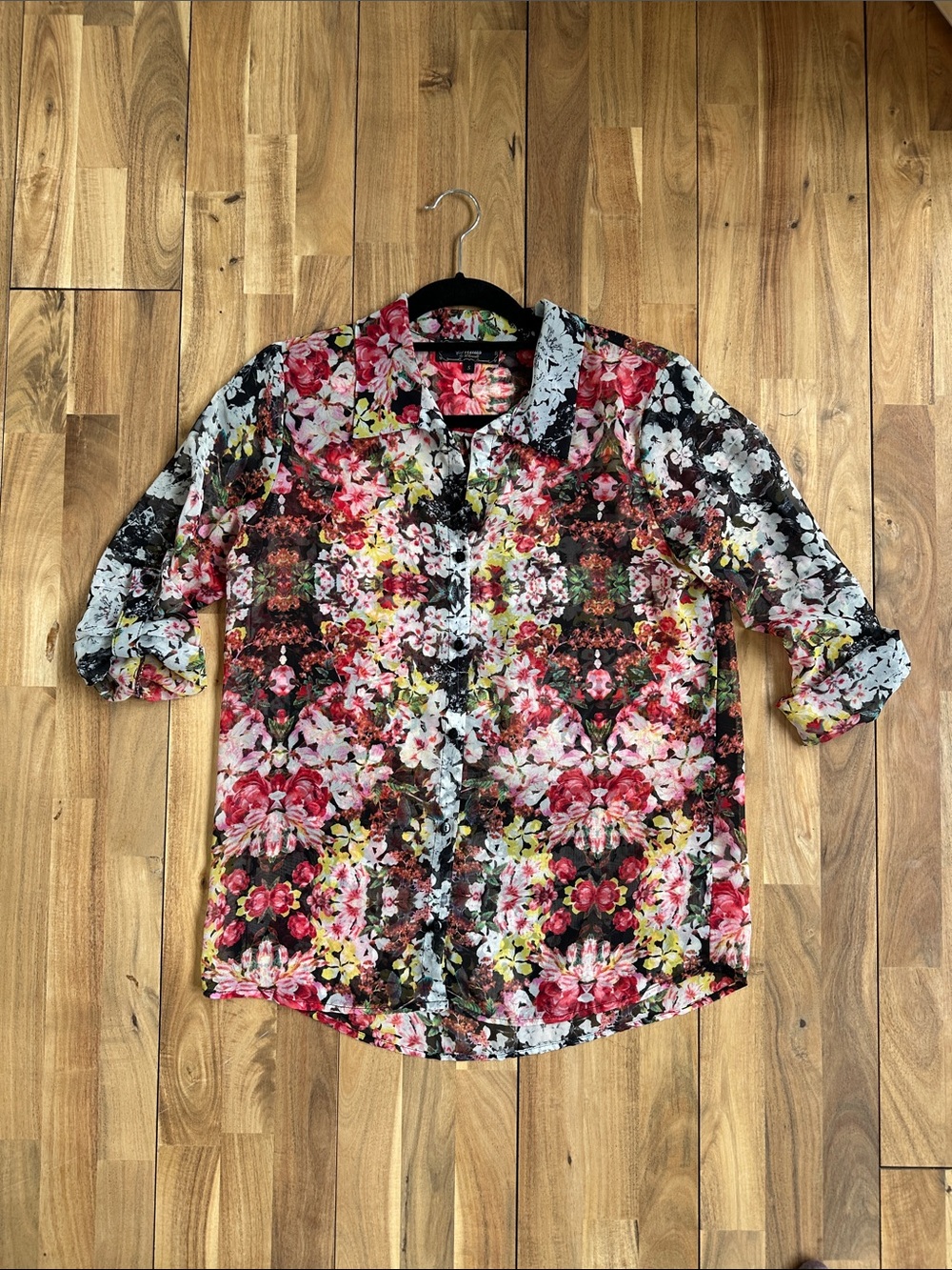 Floral Button-Down Shirt in Multicolor for Women